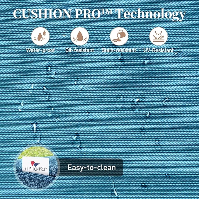 4 Piece Metal Outdoor Patio Furniture Sets with 5000 BTU Firepit Table, Patio Conversation Sets 3-seater Sofa, 2 Swivel Chair with 5.75" Thick Cushion, Black Backyard Furniture, Blue-2