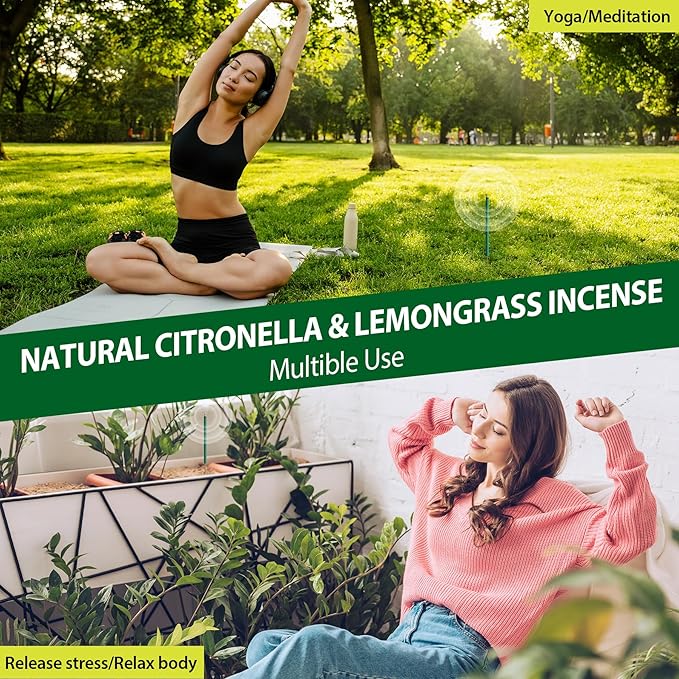 KICKOUTOR® Mosquito Repellent Outdoor Patio 24 PCS Natural Citronella Incense Sticks DEET Free Lemongrass Oil Gnat Mosquito Control for Indoor Backyard Travel Camping