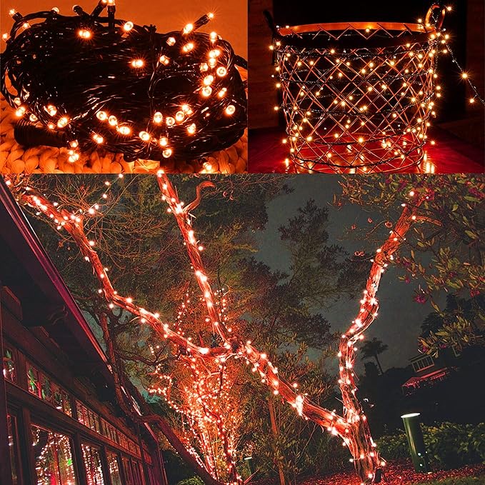 Twinkle Star 200 LED 66FT Halloween Fairy String Lights, Halloween Decoration Lights with 8 Lighting Modes, Mini String Lights Plug in for Indoor Outdoor Christmas Garden Wedding Party Decor, Orange