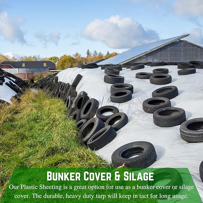 Farm Plastic Supply - Silage Tarp Black/White Plastic Sheeting - 5 Mil (30' x 100') - Heavy Duty Polyethylene Plastic Tarp for Silage Cover, Bunker Cover for Farming, Agriculture, Ground Covering