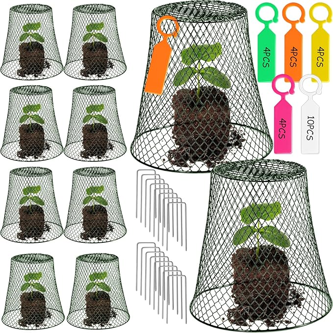 10 Pcs 8inch Chicken Wire Plant Covers Wire Garden Cloches Chicken Wire Cloche Plant Protector Metal Heavy Duty Garden Plant Cloche for Keeping Bunnies Chicken Squirrels Birds Other Out