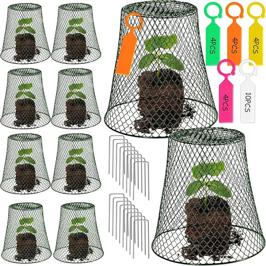 10 Pcs 8inch Chicken Wire Plant Covers Wire Garden Cloches Chicken Wire Cloche Plant Protector Metal Heavy Duty Garden Plant Cloche for Keeping Bunnies Chicken Squirrels Birds Other Out