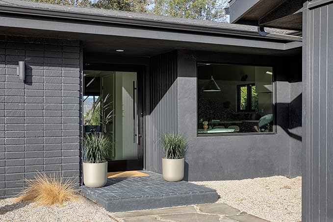 Veradek Round Lima Plastic Planter Pots for Indoor/Outdoor Garden Use, Sand Color, 5 Year Warranty