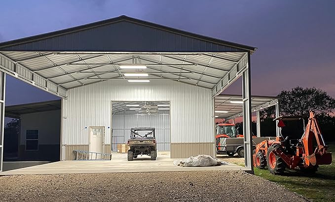 4 Lamp Bulb High Bay T8 LED HighBay Utility Shop Garage Warehouse Light Fixture 11,000 LUMENS! Commercial Grade 15" X 48" White W/Mirrored Reflector W/LED Tubes 11,000 Lumens Bright