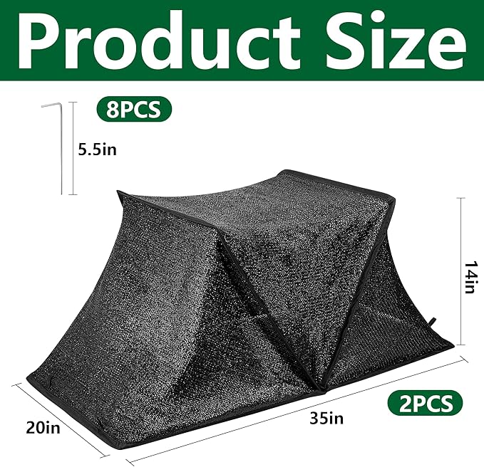 2 Pack Foldable Plant Shade Tent, 35" x 20" x 14" Raised Garden Bed Plant Sun Protection Cover, UV Resisitant 80% Sunblock Garden Sun Shade Net Crop Cage with Stakes for Outdoor Plants Flower Potted