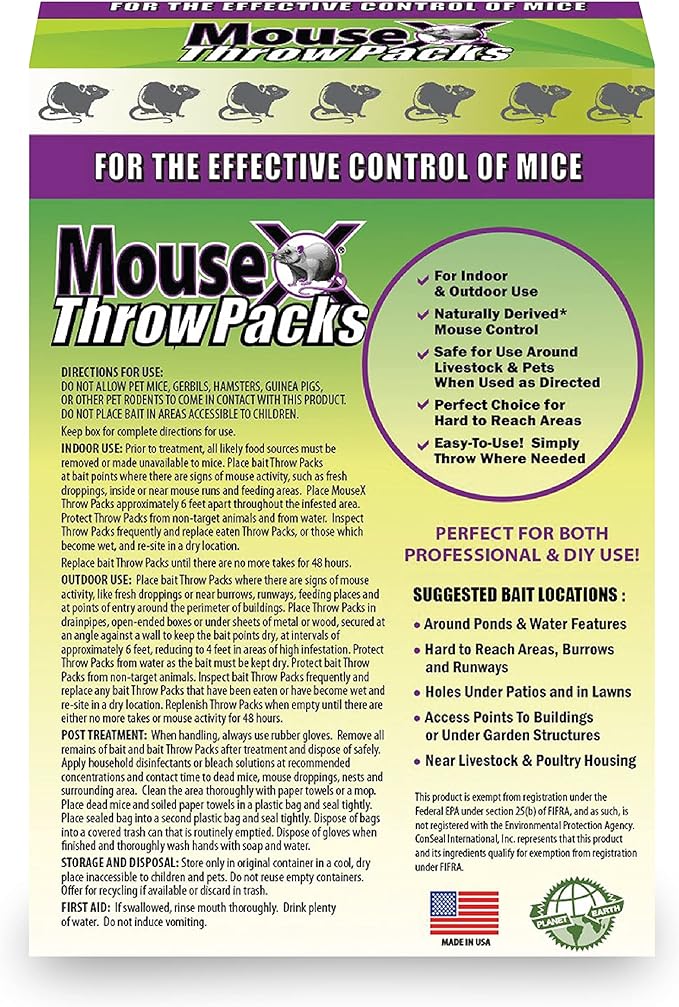 MouseX Throw Packs- for All Species of Rats Mice Safe Around Pets