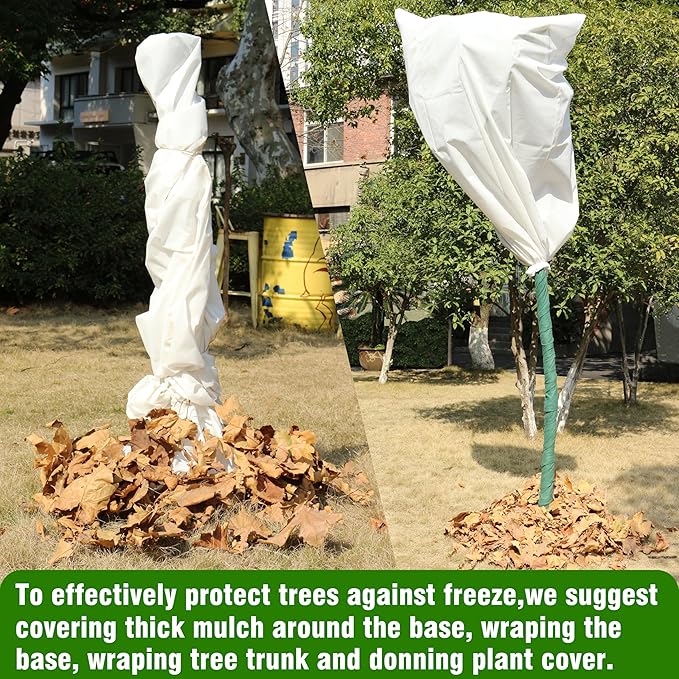 Gardzen 5-Pack Plant Covers Freeze Protection, Drawstring Tree Cover with Zipper, Winter Freeze Plant Protection, Tree Jacket Frost Blanket for Outdoor Plants, 54”×72”