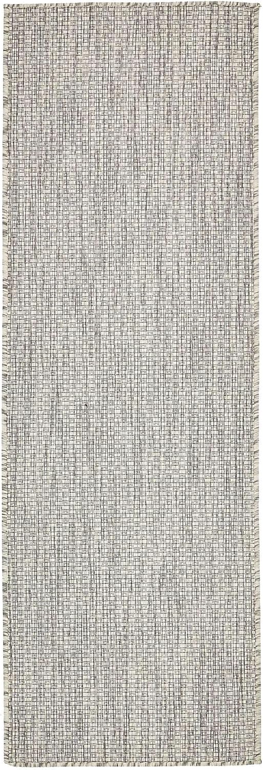 Unique Loom Collection Casual Transitional Solid Heathered Indoor/Outdoor Flatweave Area Rug (2' x 6' 1" Runner, Light Gray/Ivory)