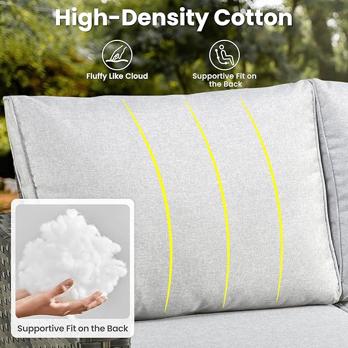 ovios 6 Pieces Patio Furniture Set, Outdoor Wicker Sofa Couch with Rocking Swivel Chairs Comfy Cushions, Modern Deep Seat Rattan Conversation Sets for Porch Deck, Grey