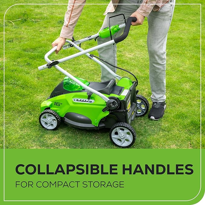 Greenworks 40V 16" Cordless Lawn Mower, Ultra-Light Push Mower with 4.0Ah Battery & Charger(75+ Tool Compatibility, 45Min Runtime)