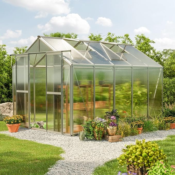 Greenhouse Saphir 5 Aluminum Frame 8.5 x 10.6 ft with Approx. 8 mm Polycarbonate Panels