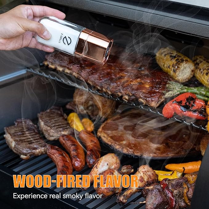 Z GRILLS Wood Pellet Smoker Grill, 8 in 1 BBQ Grill with Auto Temperature Control, 697 sq in Cooking Area for Backyard, Patio and Outdoor Cooking, 7002E, Sliver