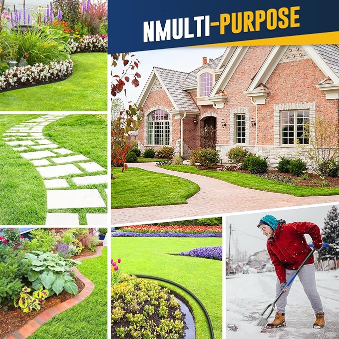 Hand Edger Lawn Tool, Sharp Half Moon Manual Grass Edger Tool with Soft T-Grip Handle for Garden, Yard, Sidewalk, Landscape, 38″