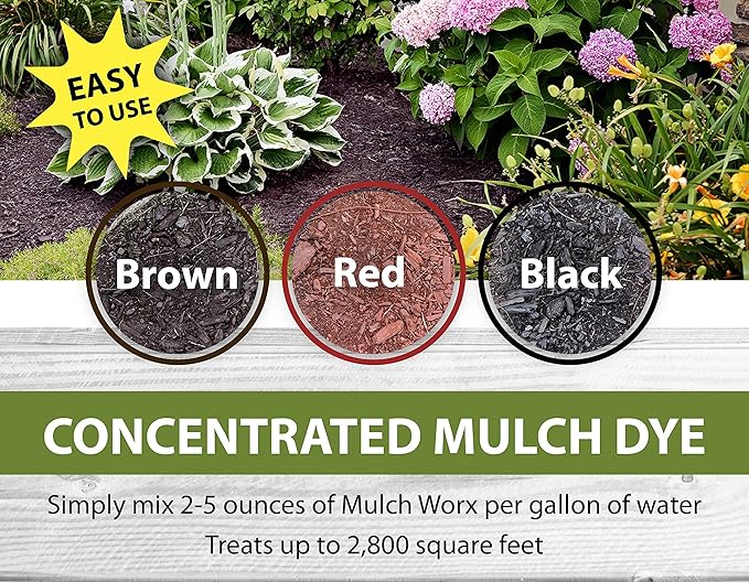 Red Mulch Color Concentrate - Quart - Treats 2,800 Sq. Ft. - Deep Burgundy Red Mulch Dye Spray