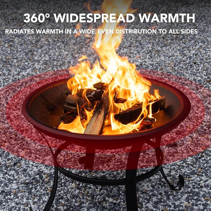 22 in Firepit for Outside Outdoor Small Fire Pit,Durable Firepit with Mesh Lid,Log Grate,and Fire Poker,Fire Pit for Outside Backyard.Deck.Camping and Picnic