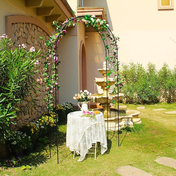 Garden Arch, 94.5" High x 47.2" Wide, Garden Arbor for Various Climbing Plant, Iron Archway Decorative for Outdoor Garden Lawn Backyard Decor Black