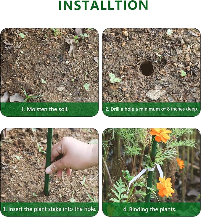 3ft Garden Stakes, Plastic Coated Steel Plant Stakes for Climbing Plants 25pcs