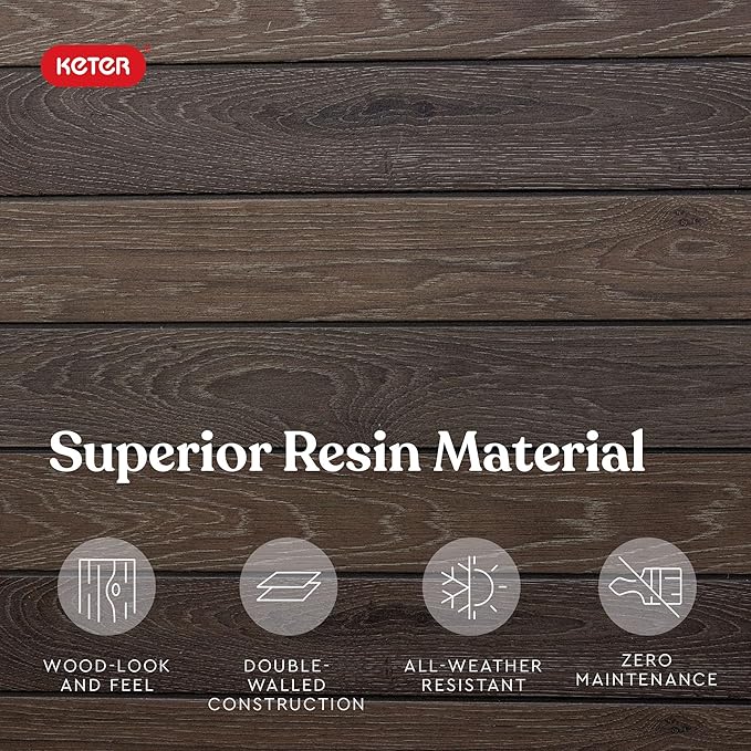 Keter Walnut 100 Gallon Resin Deck Box-Organization and Storage for Patio Furniture Outdoor Cushions, Throw Pillows, Garden Tools and Pool Toys