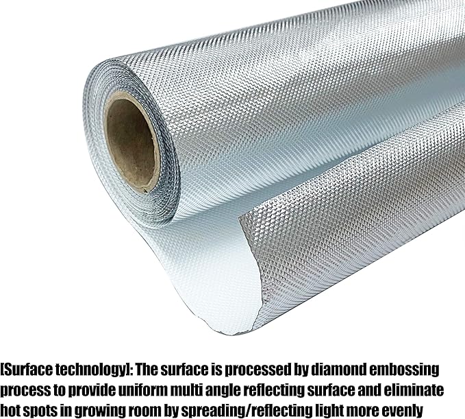 6 Mil Mylar Film Roll Diamond Film Foil Roll Highly Reflective Grow Room (4X50FT)