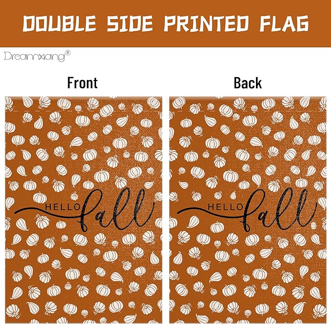 Fall Garden Yard Flag 12 x 18 Inch Outside Double Sided Burlap Pumpkin Welcome Flag Farmhouse Holiday Patio Lawn House Outdoor Decorations