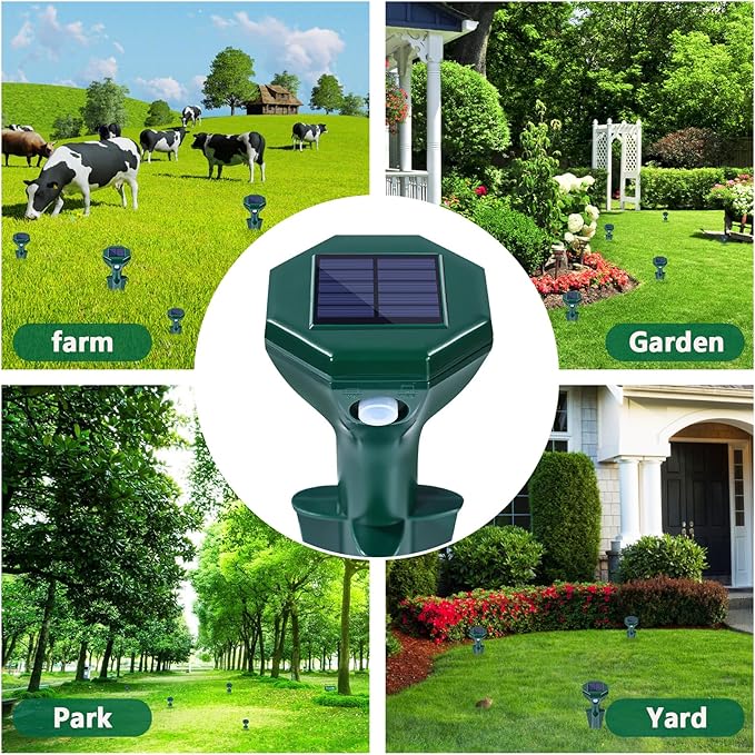 2 Pack-Solar Mole Repeller - Sonic Mole Repeller - Snake Repellent for Yard and Lawn Garden - Mole Repeller - Waterproof Ultrasonic Pest Control Outdoor Keep Mole Away from Yard Lawn (2)