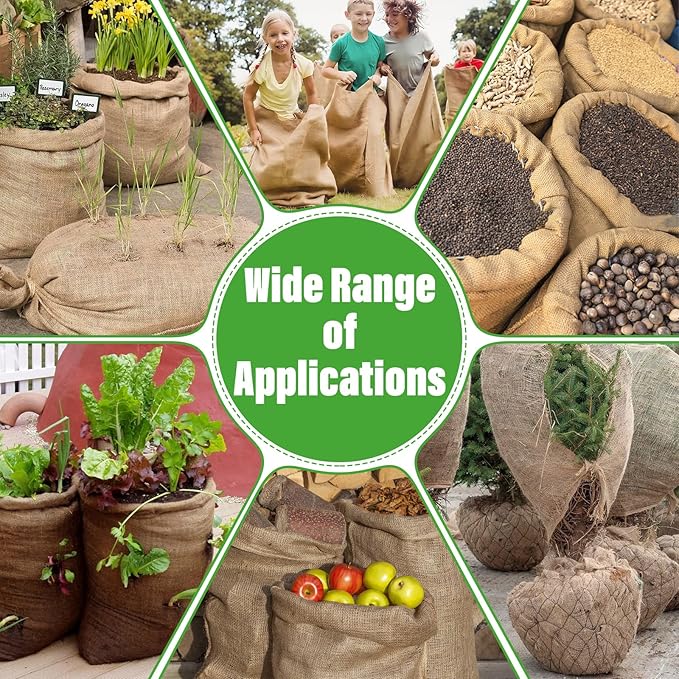 Riare 2 Packs 24 × 40 Inch Burlap Winter Plant Cover Bags with Drawstring- Reusable Large Burlap Sack Plant Frost Protector, Plant Frost Cloth Cold Tree Freeze Blanket for Outdoor Plants Shrubs Fruit