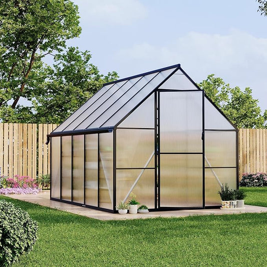 8'x10' Aluminum-Framed Polycarbonate Greenhouse, Heavy Duty Polycarbonate Greenhouse with Quick Setup Structure and Roof Vent, Large Enhanced Aluminum Green House Kit for Outdoors