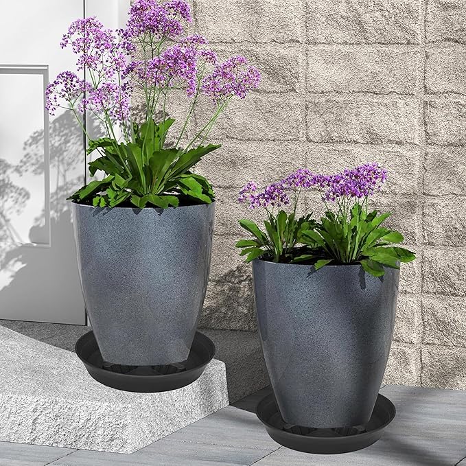 4 Pack Plant Saucer 8 inch, 10 12 14 17 inch, Plant Stand Plastic Plant Saucers for Indoors Outdoor, Heavy Duty Flower Planter Drip Trays for Pots, Pot Saucers for Plants, Grow Bags Saucers