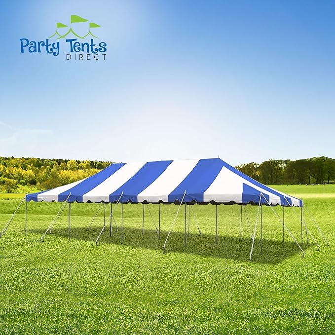 Party Tents Direct 20'x 40' Weekender Canopy Pole Tent with Sidewalls - Easy Up Canopy Tent with 160 Person Capacity - Outdoor Canopies for Parties, Weddings, and Events (Blue/White)