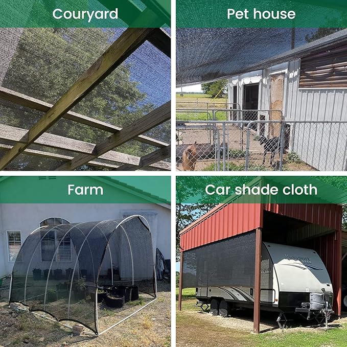 50% 20 X 30 FT Black Shade Cloth, Outdoor Woven Sun Shade with Grommets, Durable Breathable Netting Shading Antifreezing for Patio, Garden, DIY Home, Plants Cover, Greenhouse, Dog Kennel