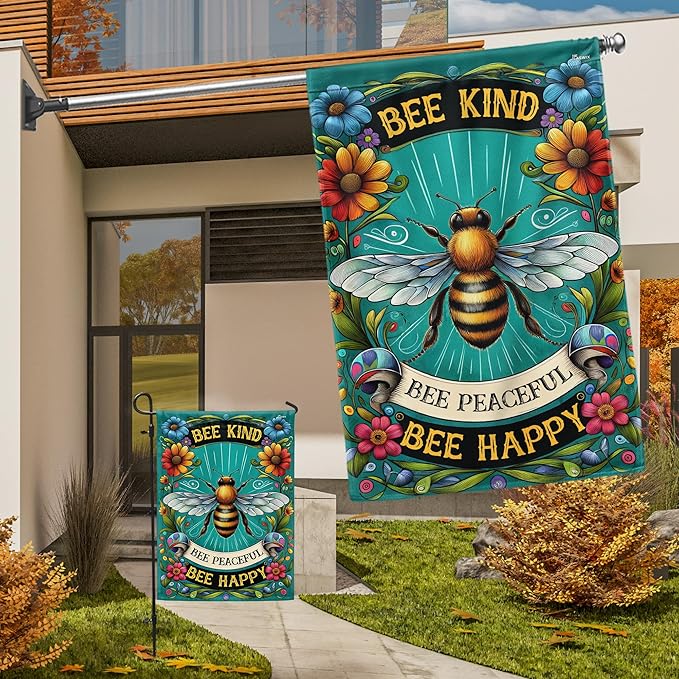 FLAGWIX Bee Decor American Flag - House American Flags for Outside 29.5" x 39.5" - Bee Gifts for Women Men, Hippie Gifts for Mom Grandma Animal Lovers, Yard Flags for Outside, Outdoor Decor for Patio