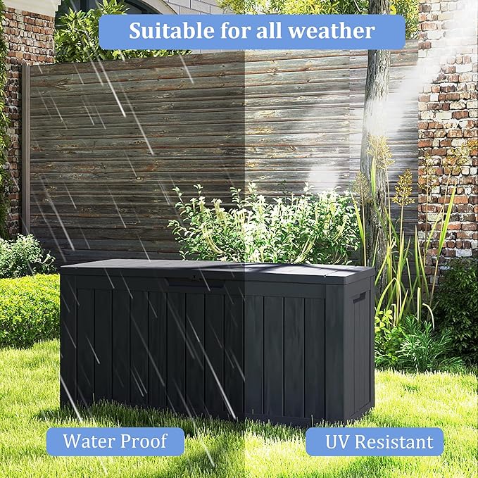 80 Gallon Double-Wall Resin Deck Box - Lockable Waterproof Outdoor Storage Box, 515bs Capacity & Doubles as Seating for Patio Furniture - Garden Tools, Pool Accessories (Black)