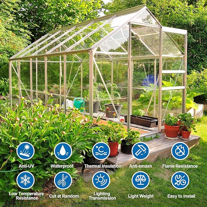 Polycarbonate Greenhouse Panels, 14 Pack Twin Wall 4mm Sheets, 4' (W) x 2'(L) x 0.16” - Impact and Shatterproof, Waterproof, UV Protected, All-Weather Outdoor Clear Roof Panels