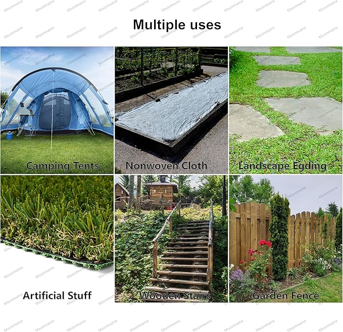 Moonmama 16英寸约40厘米长 黄色电镀防锈 镀锌钢地锚 - 重型超粗植物支撑花园超长桩,适用于帐篷螺纹桩 金属钢筋支撑 足球场 户外花园 每盒10支装