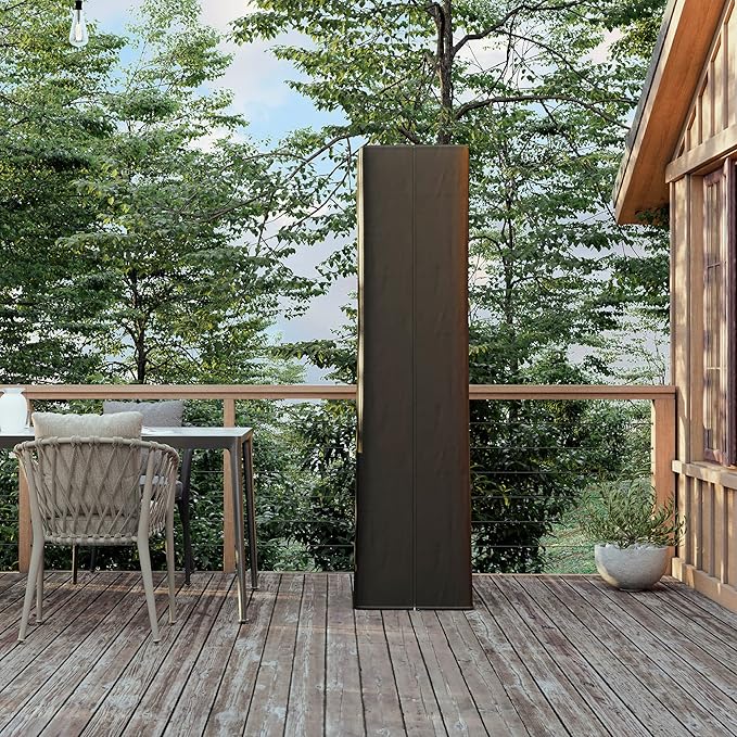 EAST OAK Pyramid Patio Heater, 48,000 BTU Outdoor Patio Heater, Quartz Glass Tube Propane Heater, Triple Protection System, Outdoor Heater with Wheels Coffee Bronze with Pyramid Patio Heater Cover