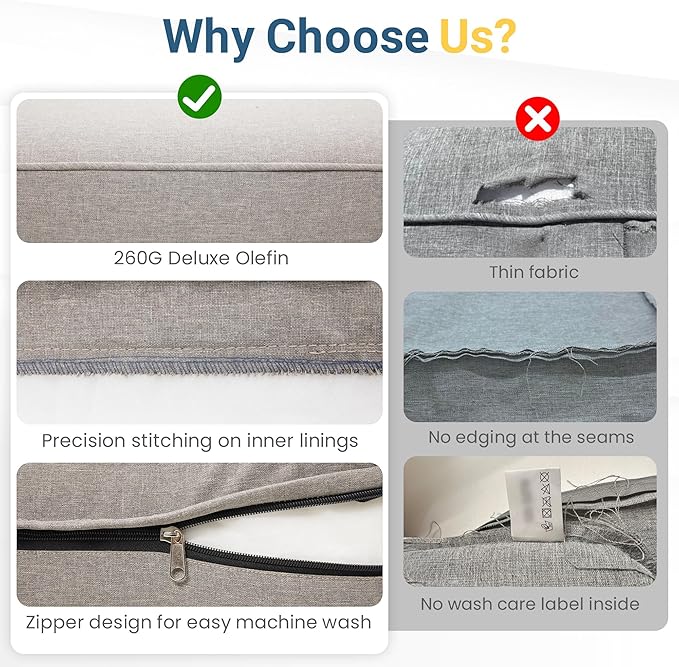 Wisteria Lane 7-Piece Outdoor Patio Furniture Set, Outdoor Sectional Furniture with Upgraded Cushions, Outdoor Conversation Seating Set for Balcony, Garden, Deck, Backyard, Khaki