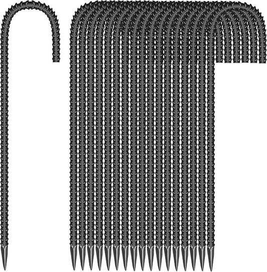 18 Pieces 12-Inch Garden Ground Stakes Galvanized Steel J Shape Hook Rebar Stake - Heavy Duty Anchors for Tents, Position Kits,Fences, and Trampolines