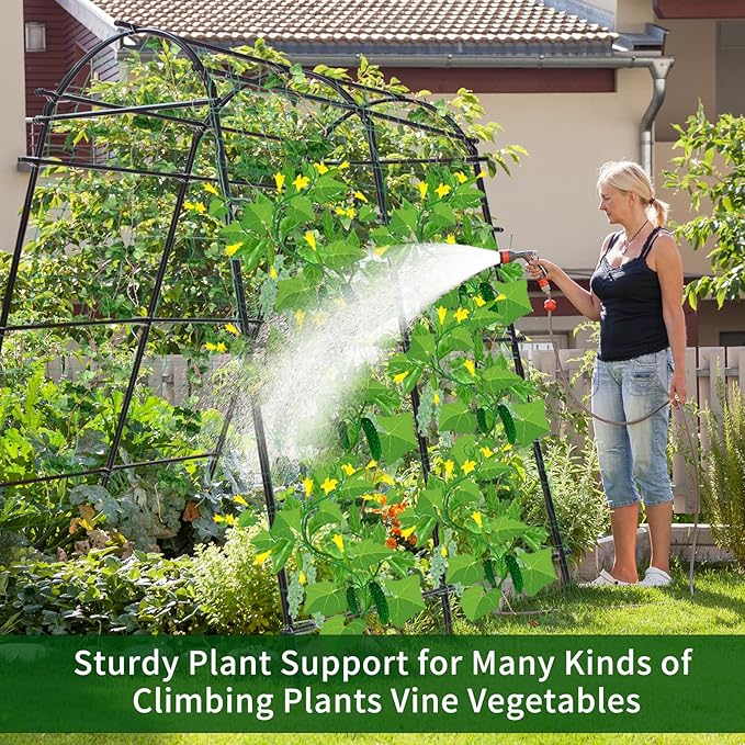 7 Ft Extra Tall Garden Arch Trellis for Climbing Plants Outdoor, Lightweight Metal+PE Coated Garden Arch Trellis Plant Stand for Climbing Vines, Lawn Tower & Garden Support Structure