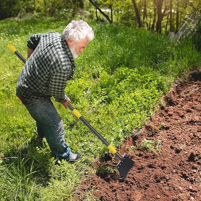 Heavy-Duty Garden Shovel 48inch All-Season Outdoor Tool with 4.3" Wide Blade, Rust-Proof Steel & Ergonomic Handle for Seniors (Weed Removal, Snow Scraper, Moss Cleaner)