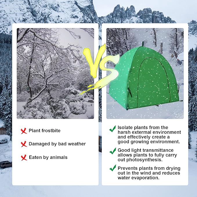 Portable Greenhouse - Walk-in Greenhouse Tent for Outdoors, Winter Plant Covers Freeze Protection, Winter Plant Warm Tent and Frost Covers Protecting Potted Plants Tree (59x59 x60 inch -1PCS)