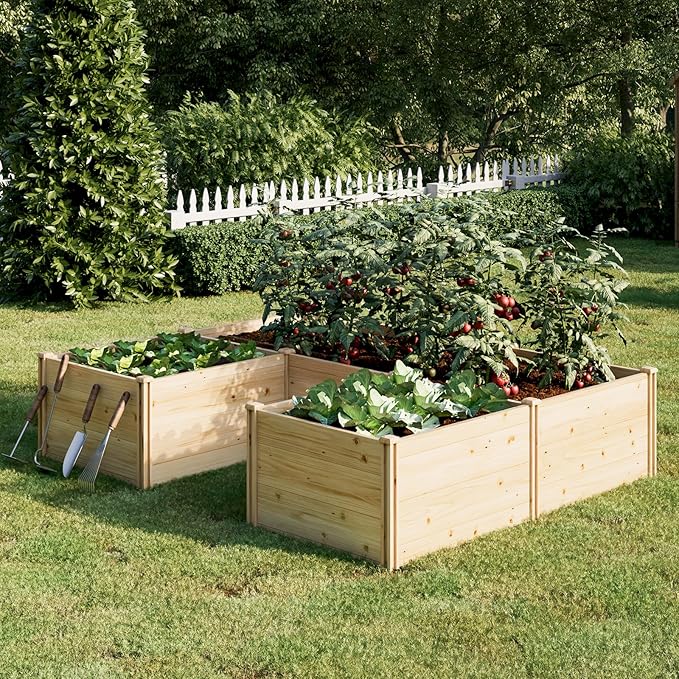PaPaJet Wooden Raised Garden Bed, Large Deep Planter Box for Outdoor Gardening, Vegetables, Flowers, and Herbs, 7.5×6.0×1.6FT