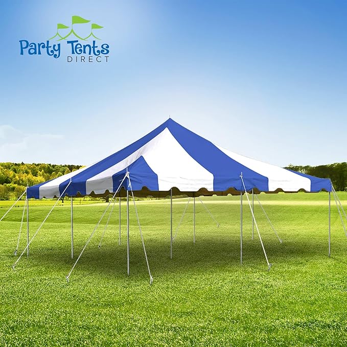 Party Tents Direct 20'x 20' Weekender Canopy Pole Tent with Sidewalls - Easy Up Canopy Tent with 80 Person Capacity - Outdoor Canopies for Parties, Weddings, and Events (Blue/White)
