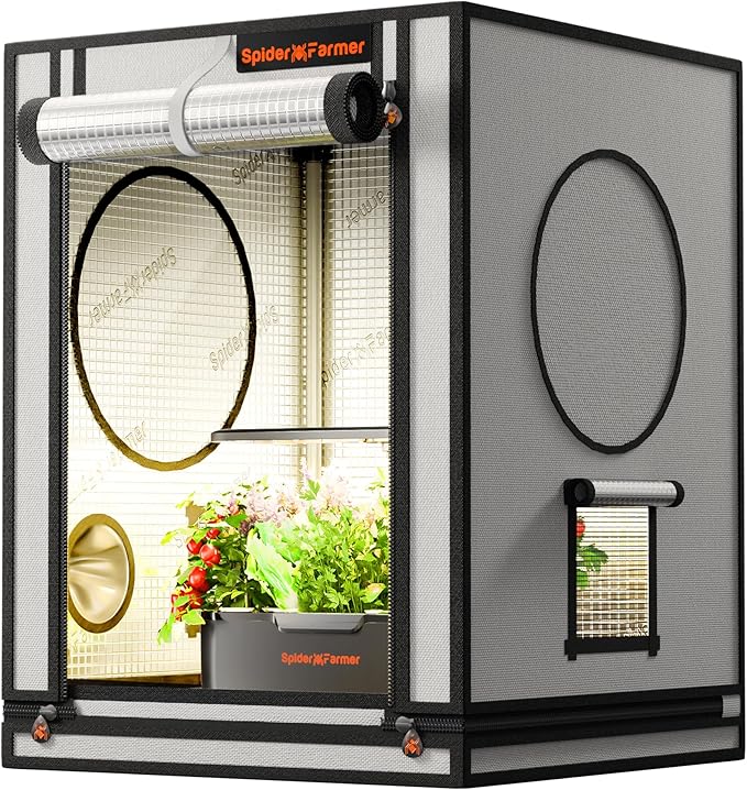 Spider Farmer Small Grow Tent for Seed Starting, 24"x24"x31", with Roll-up Door, Observation Window, Removable Floor Tray, 2000D Thicken Mylar Canvas for Propagation, Germination, Cloning
