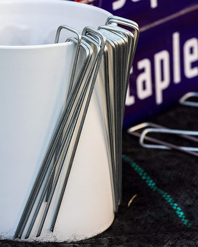 Ashman 150 Pack Galvanized Garden Stakes Landscape Staples and Fence Stake Sod Staples - Heavy Duty & Anti Rust Zinc Coated.