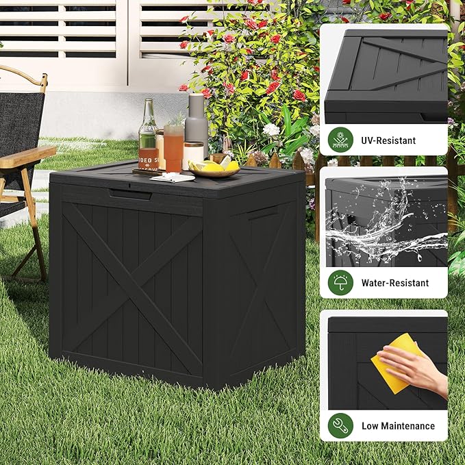 Mars Villa Deck Box, Outdoor Storage Box 31 Gallon, Waterproof Weatherproof and UV Resistant Resin Storage Bin with Lockable Lid, Ideal for, Patio Furniture Cushions, Pool Supplies, Garden Tools