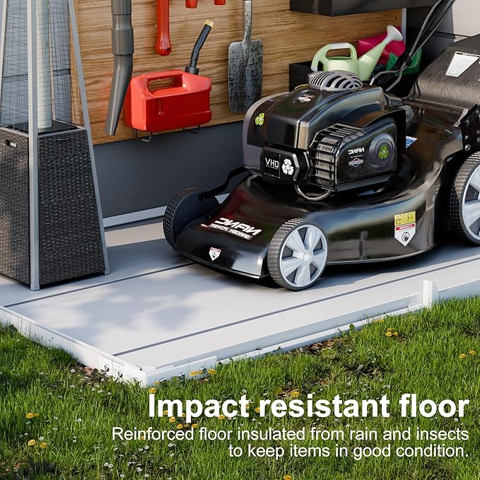 CDCASA 6x4 FT Resin Shed, Waterproof Outdoor Small Storage Shed with Floor & Lockable Door & Window & Vents, Plastic Tool Shed for Outside, Patio, Poolside, Grey