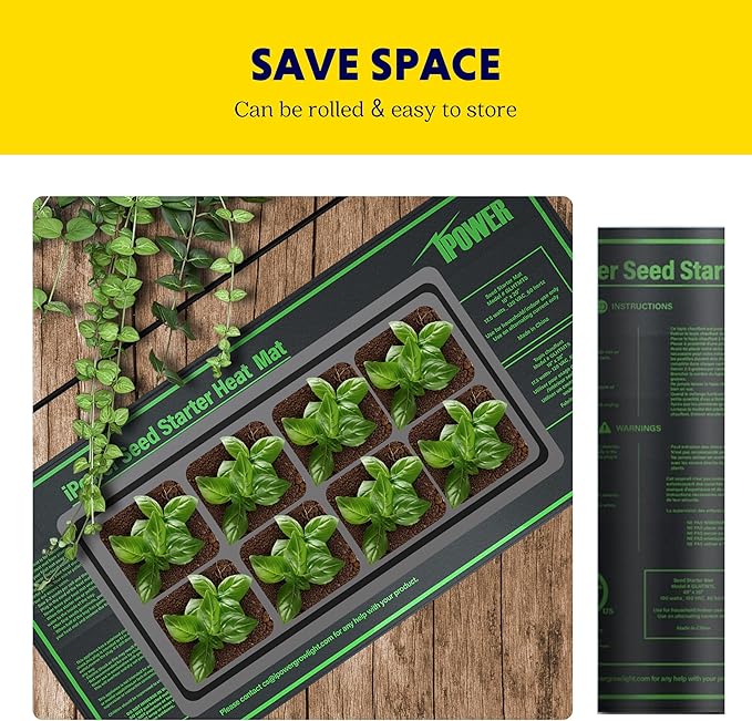 iPower Durable Seedling Heat Mat Warm 10" x 20" - 2 Pack Hydroponic Heating Pad Waterproof for Seed Starting Greenhouse and Germination