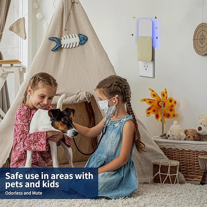 Mosalogic Fly Insect Trap Plug-in Fruit Flies Killer Gnat Trapper Moth Catcher Fly Trapper UV Attractant Catcher for 400 Sq Ft of Protection Yellow-1PACK