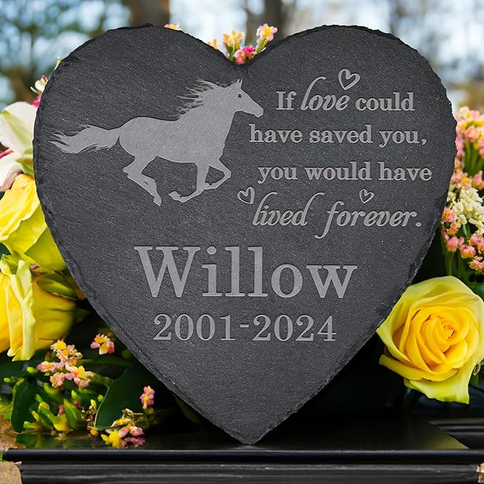 Horse Memorial Stone - Horse Memorial Gifts - Pet Loss Gift - Loss of Horse - Heart