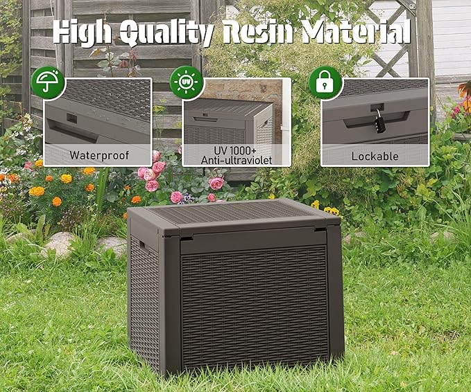 KAMABOKO 31 Gallon Outdoor Storage Box 2 Pack All-Weather Deck Box for Patio Furniture, Package Deliveries, Garden Tools, Pool Supplies & Cushions, Grey